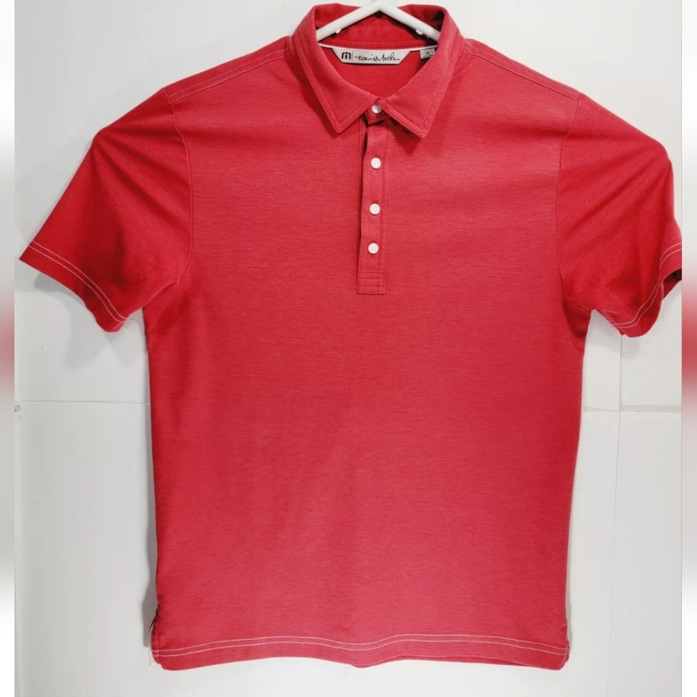 Travis Mathew Mens Medium Golf Shirt Polo Red Bearspaw Country Club